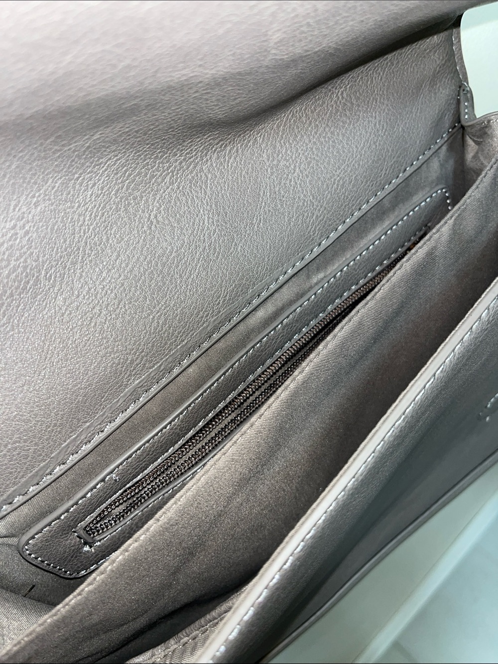 BCBG Paris Gray Leather Crossbody with Chain Strap - Picture 8 of 9